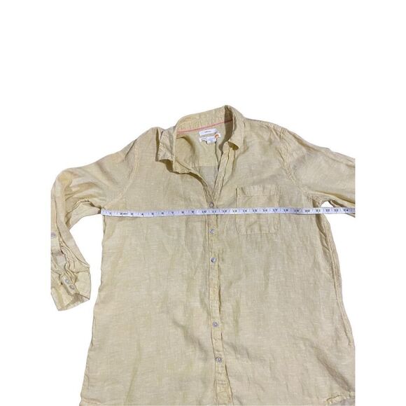 C&C California light yellow 100% linen button down collar shirt womens large - Picture 4 of 7